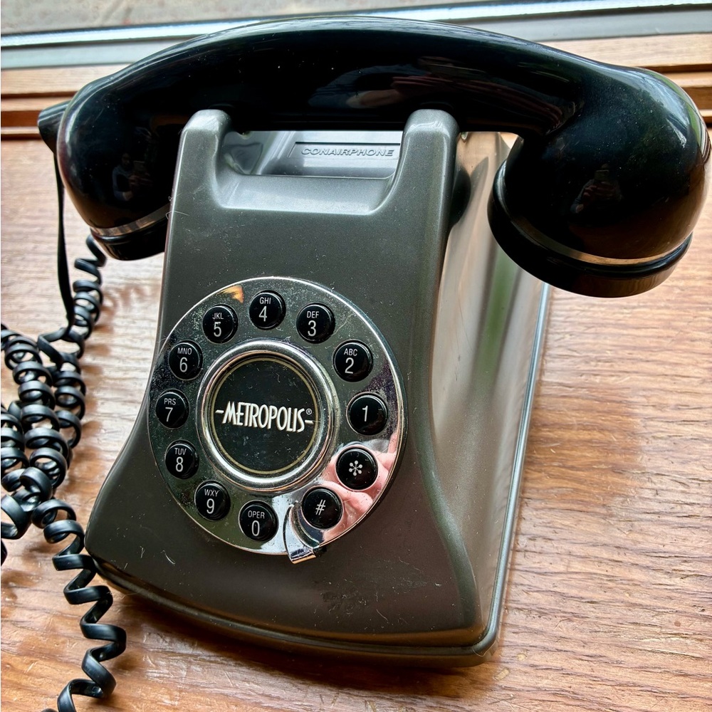 Conair Metropolis Vintage Style Rotary Push Button Desk Phone